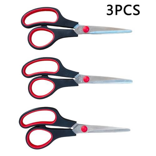 3pcs stainless steel stationery scissors with comfortable grip suitable for hand use multi functional office and diy tool durable household paper and fabric cutting scissors