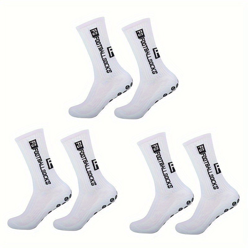 TEMU 3pairs Men's And Women's Football Socks, Letters Print Silicone Non-slip Sports Socks, Thickened Comfy Breathable Soft & Socks, Unisex Hosiery