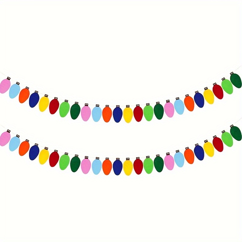 

Colorful Christmas Felt Banner Garland - 2 Strings Of Hanging Felt Light Bulb Pendants, Drops & Finials Decoration For Christmas Party, No Electricity Required