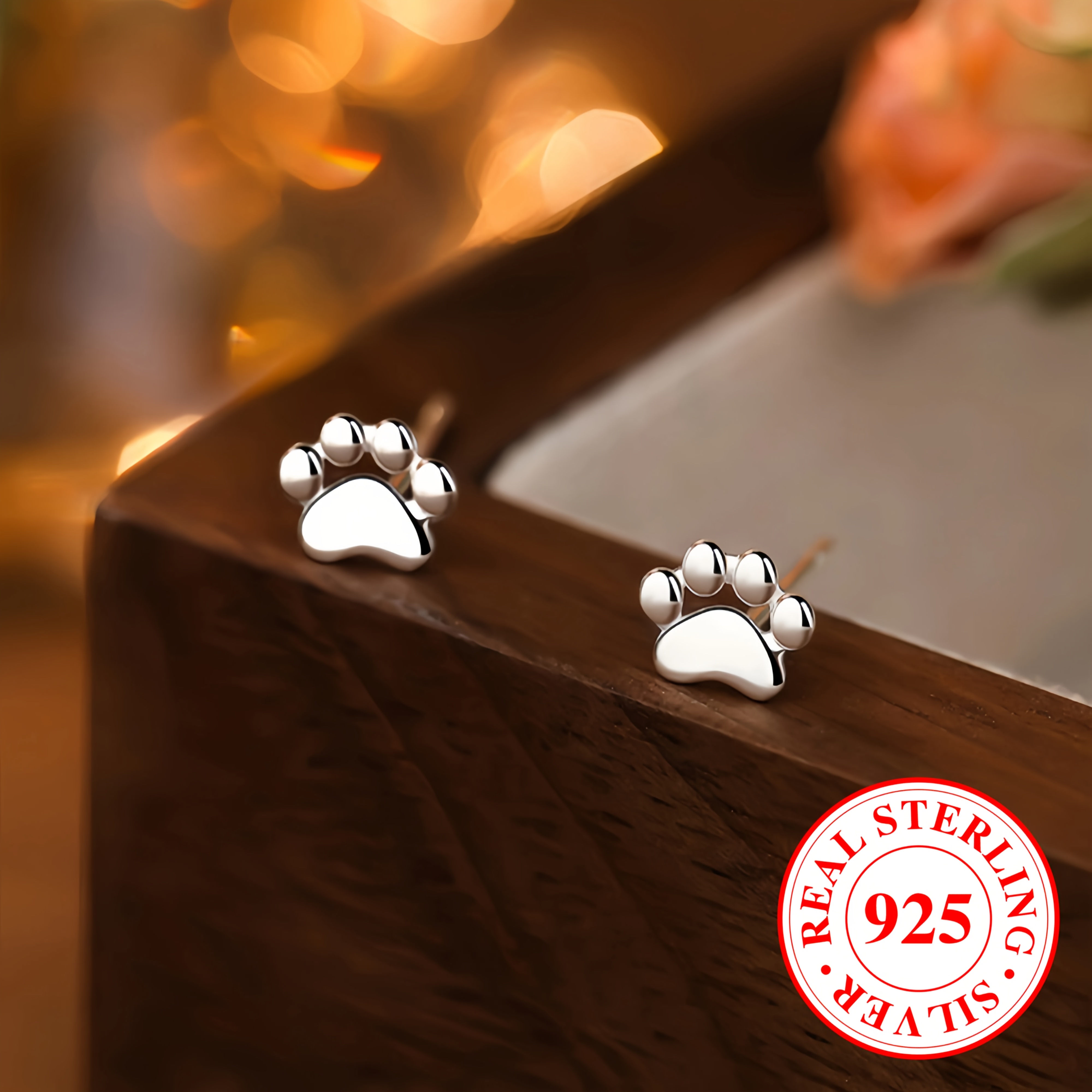 

925 Sterling Silver Mini Compact Cat Paw Print Earrings, Cute And , Fashionable And Jewelry For Women, Gift Box, Suitable For , Parties, Friends' Birthdays, Valentine's Day Gifts