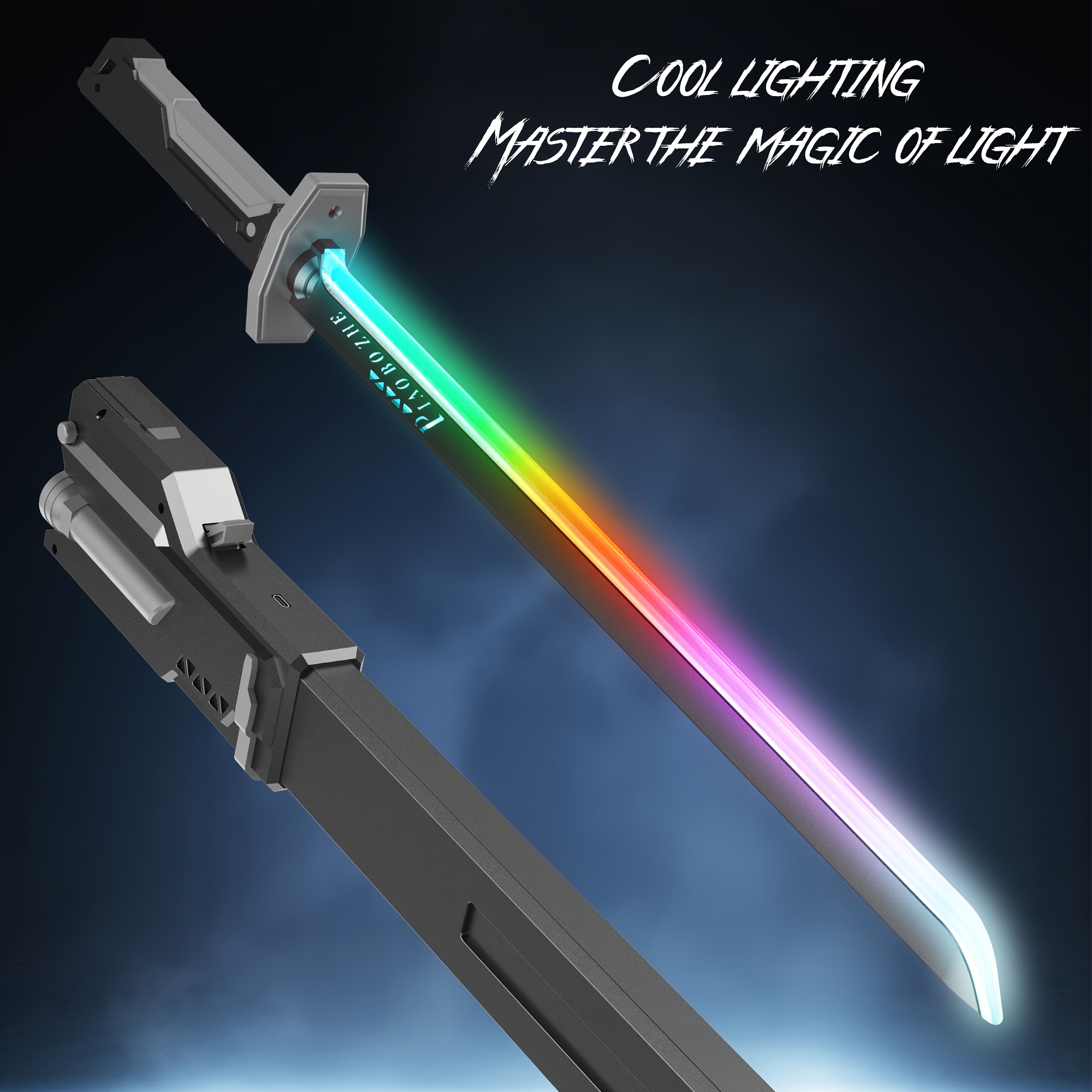 TEMU Inch Spark Knife, 8 Rgb Color Changing Led Light, With Waving Sound Effect And Ignition Spark Effect, With Atomizing Spray Effect, Cool, A