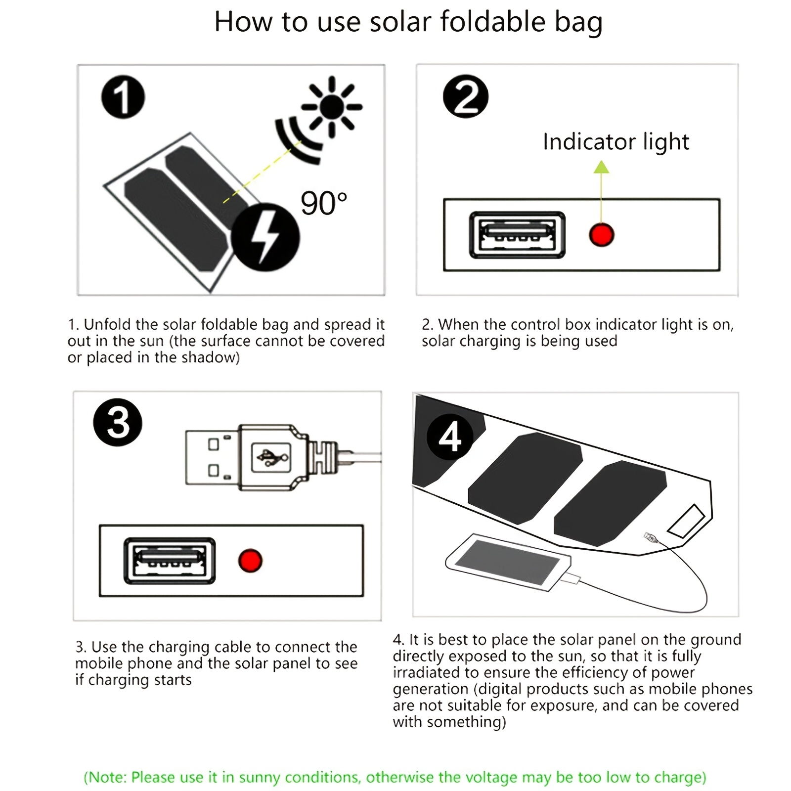 Portable RV Solar Charging Panel with USB Output