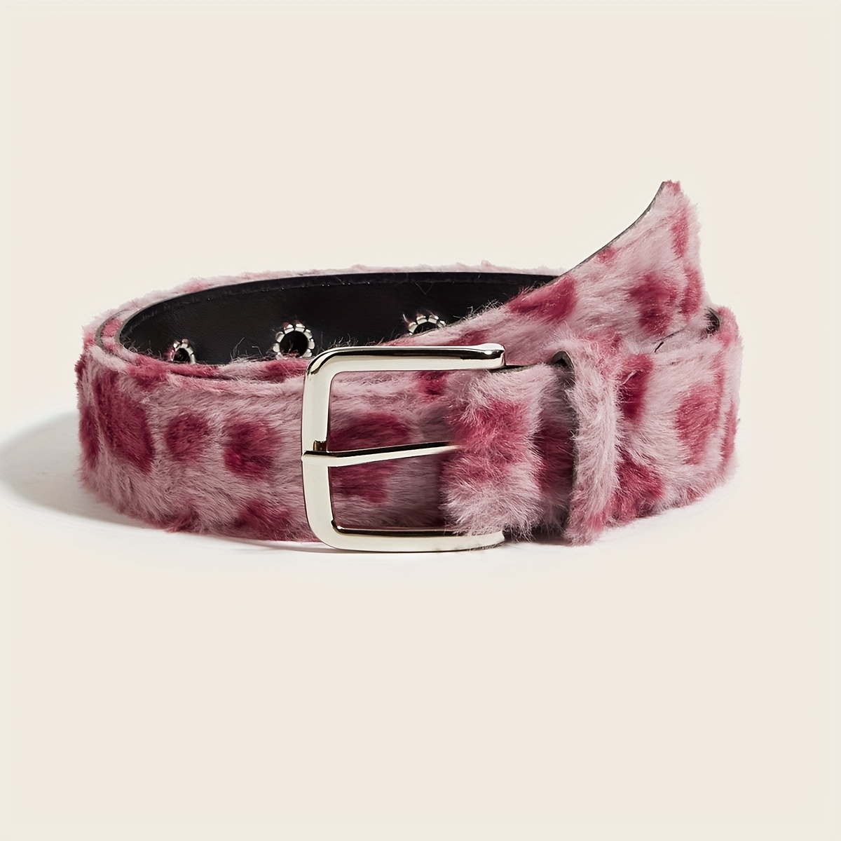 TEMU 1pc Fashion Leopard Print Plush Women's Belt, Retro Y2k Spicy Style Women's Belt, Comfortable Cute Women's Belt, Versatile For Pants, Dresses,