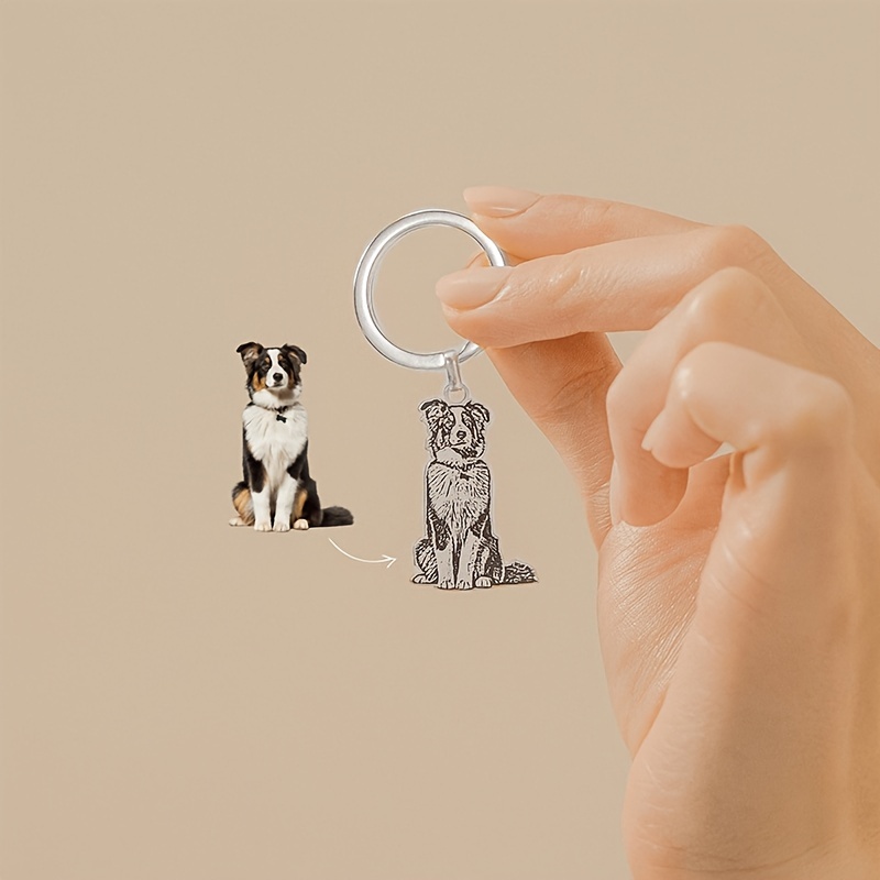 

Custom Engraved Pet Photo Keychain - Personalized Stainless Steel Dog & Cat Charm, Perfect Gift For Animal Lovers