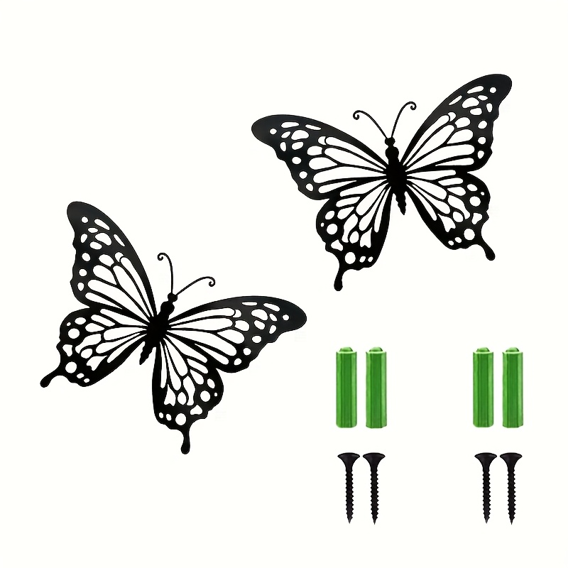 Image of 2pcs Nordic Country Style 2d Elegant Silhouette Wall Art - For Power, Outdoor Garden Decoration, Iron Hanging Decoration, Suitable For Courtyard And Yard Decoration, 2d Flat