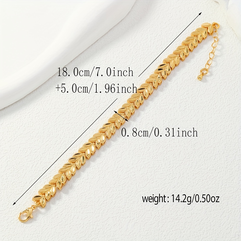 24K Golden Plated Wheat Sheaf Bracelet, Adjustable Cuff