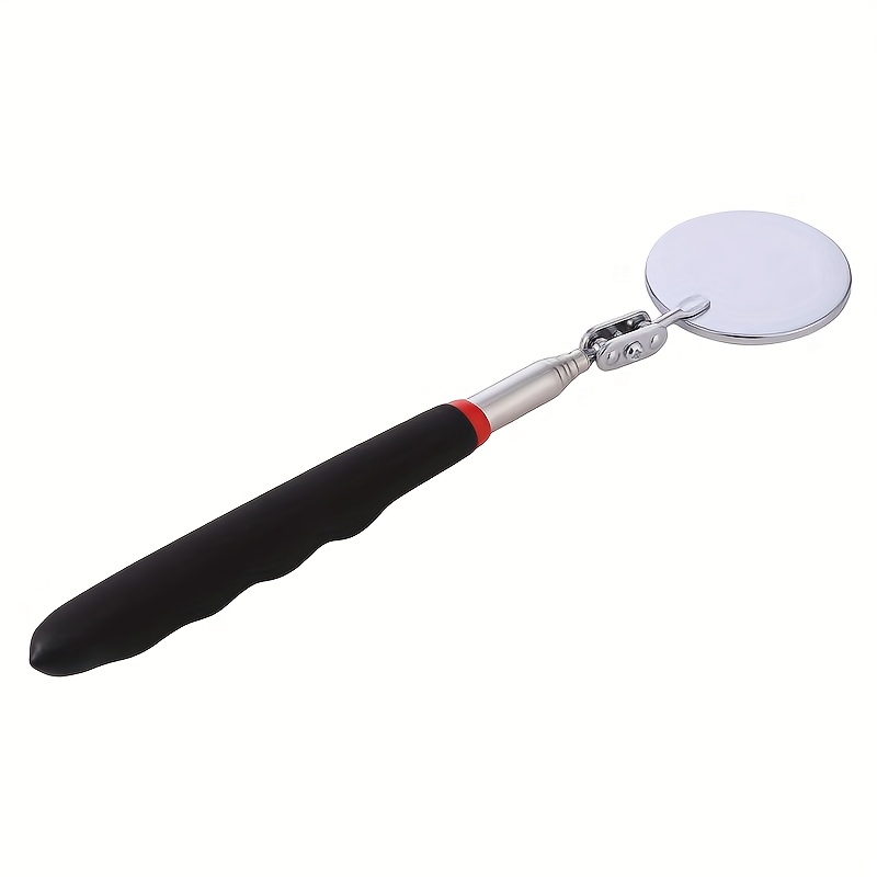TEMU Black Car Underbody Inspection Mirror & Magnetic Pickup Tool - Telescoping Flexible Gooseneck With Ergonomic Grip, Portable Foldable Design For