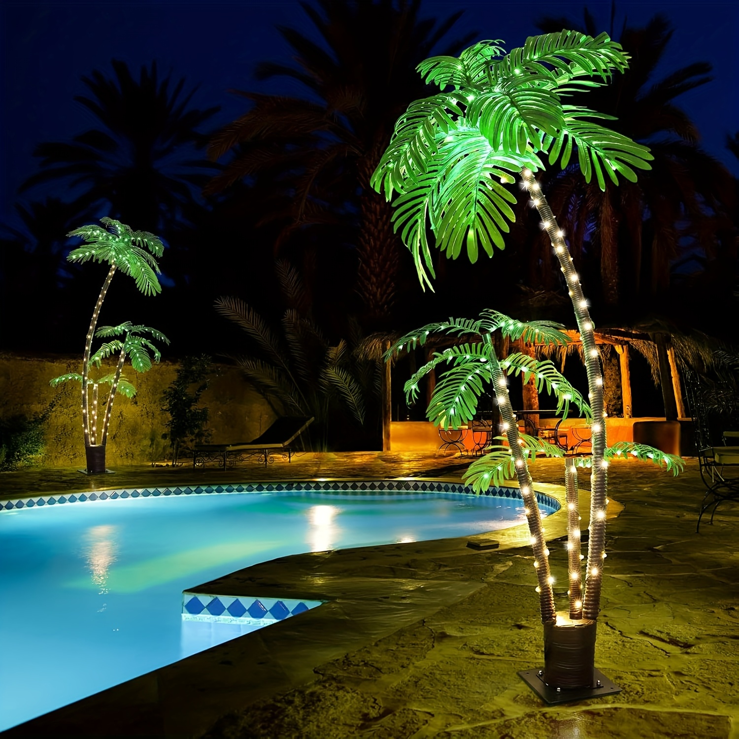 

6ft Palm Tree Lights, Christmas Decorations, Led Artificial Fake Tree Lights For Patio Pool Porch Deck Party.