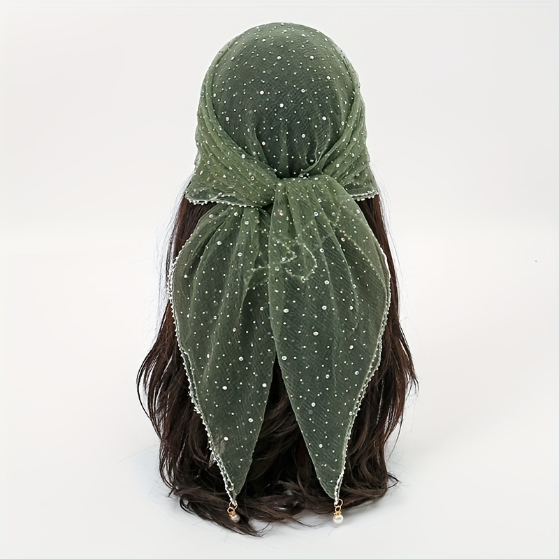 TEMU Nouveau foulard carré 75 cm en fer à repasser pour femmes, foulard de tête polyvalent, décoration de foulard bien assortie et élégant