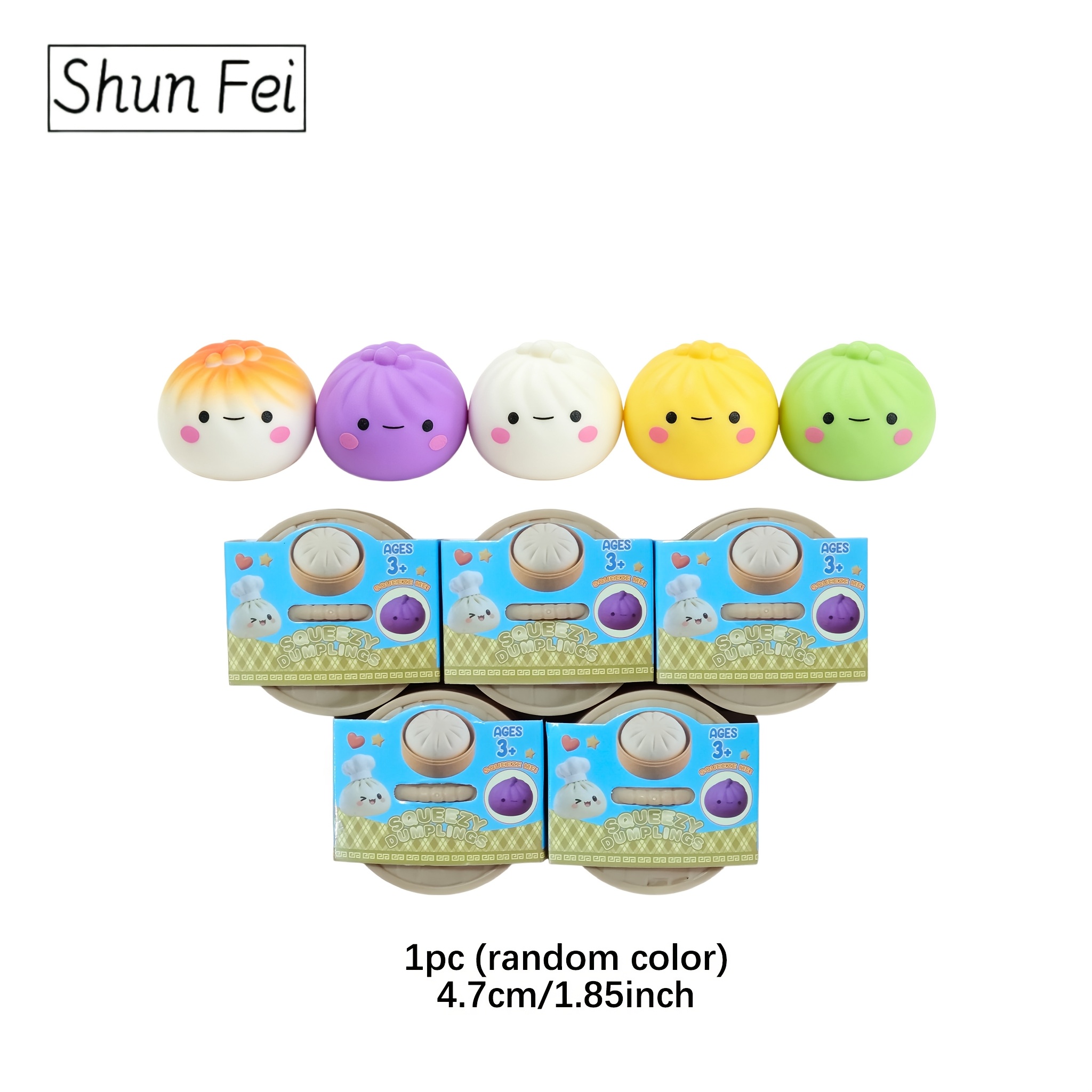 shunfei party gift set 1 set 3pcs per set 1pc baozi and 1pc steamer lid and 1pc steamer base random color cute stress relief soft baozi stress ball sensory toy stress     toy soft stress relief toy