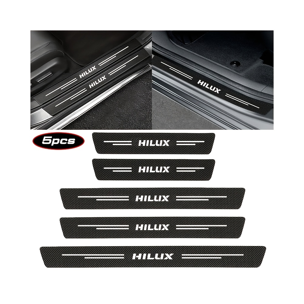TEMU For Hilux Model-specific 5pcs Door Sill Protector Set With Keychain, Carbon Fiber Texture Design, Scratch-resistant, Wear-resistant, And