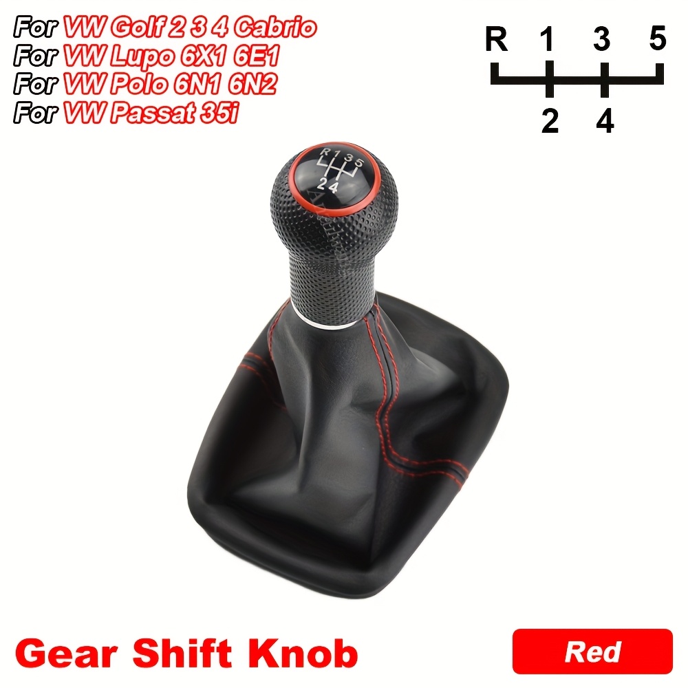 E-shop Leder 5-Gang Handschaltung MT Schaltknauf Schutzkappen Griff für Volkswagen Golf 2 3 4 Polo 6N Passat 35I
