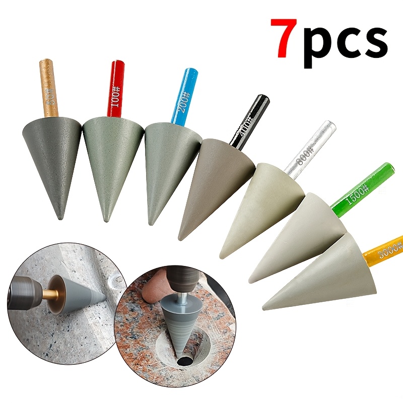 

7pcs Diamond Grinding Wheel Set For Stone & Masonry - Resin Bits, 50-3000 Grit, , Compatible With Angle Grinders