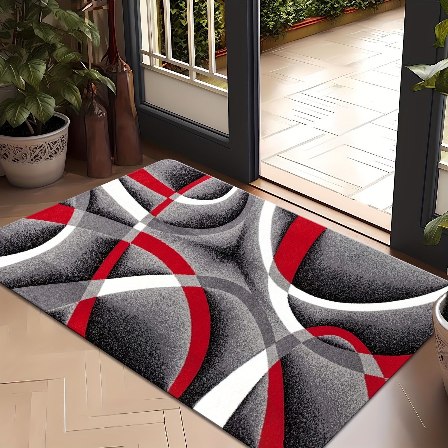 TEMU Striped Pattern Rectangle Mat, Area Mat, Machine Washable For Outdoor Patio And Garden - Bedroom & Living Room Indoor, Kitchen, Bathroom, Indoor