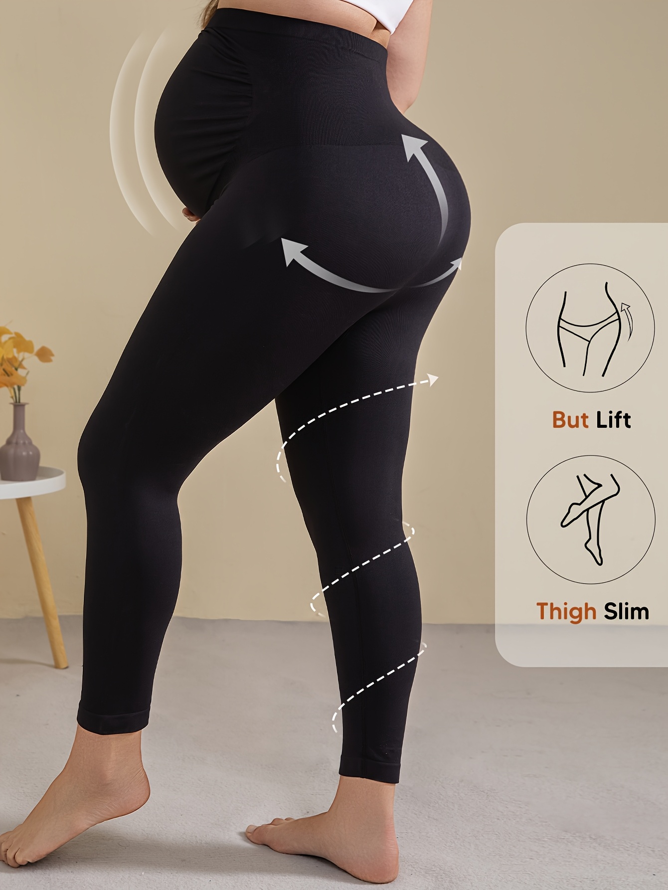 Athlemo 's Maternity Yoga Pants - Full Pregnancy Belly ( Size L-XL) | Single-Piece Seamless Leggings, Breathable Prenatal Workout Pants for Prenatal Exercise, Yoga & Fitness, All-Season (Month-by-Month Fit)