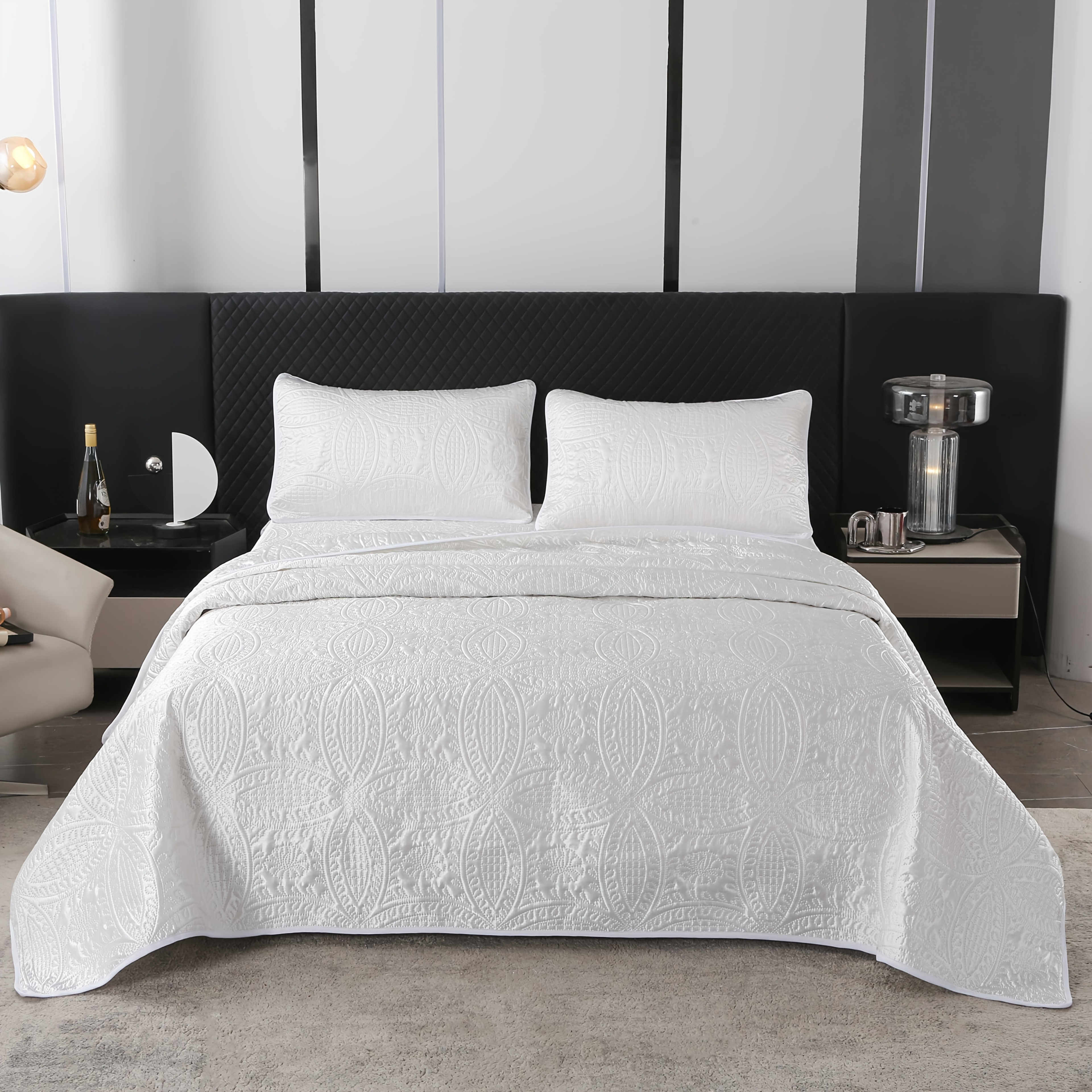 TEMU 1pc Bed Cover Only - High-end Solid Color Minimalist Series Quilted Bed Cover, For Spreading Or Covering. Using Technology Embossing Technology.