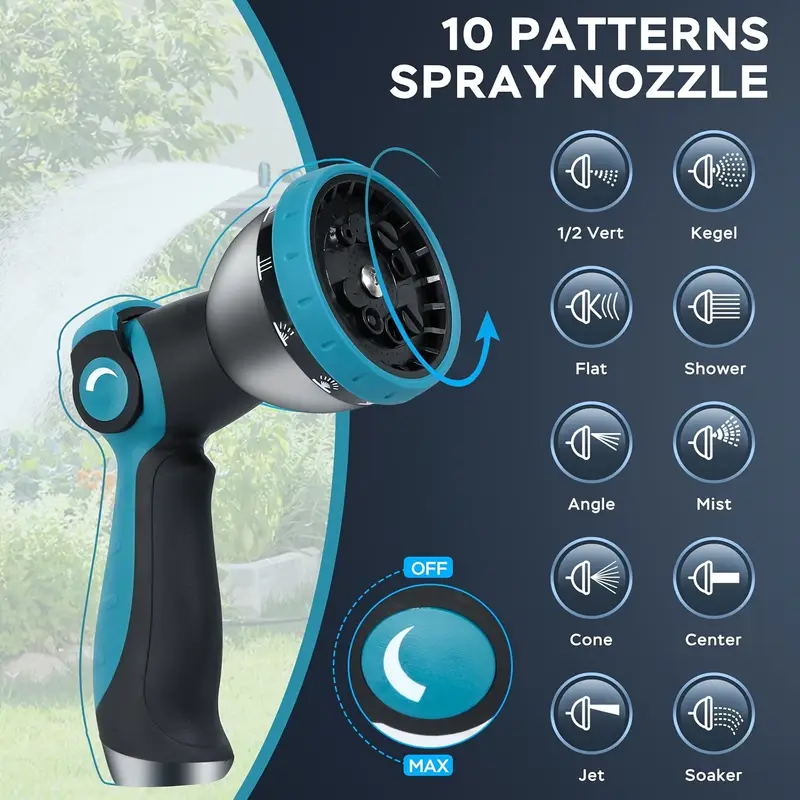 100ft 50ft non expandable garden hose innovative anti kink technology kink free flexible water hose with 10 pattern spray nozzle 3 4 brass connectors leak proof non hose covering fabric for lawn yard car washing and outdoor use Product details 6
