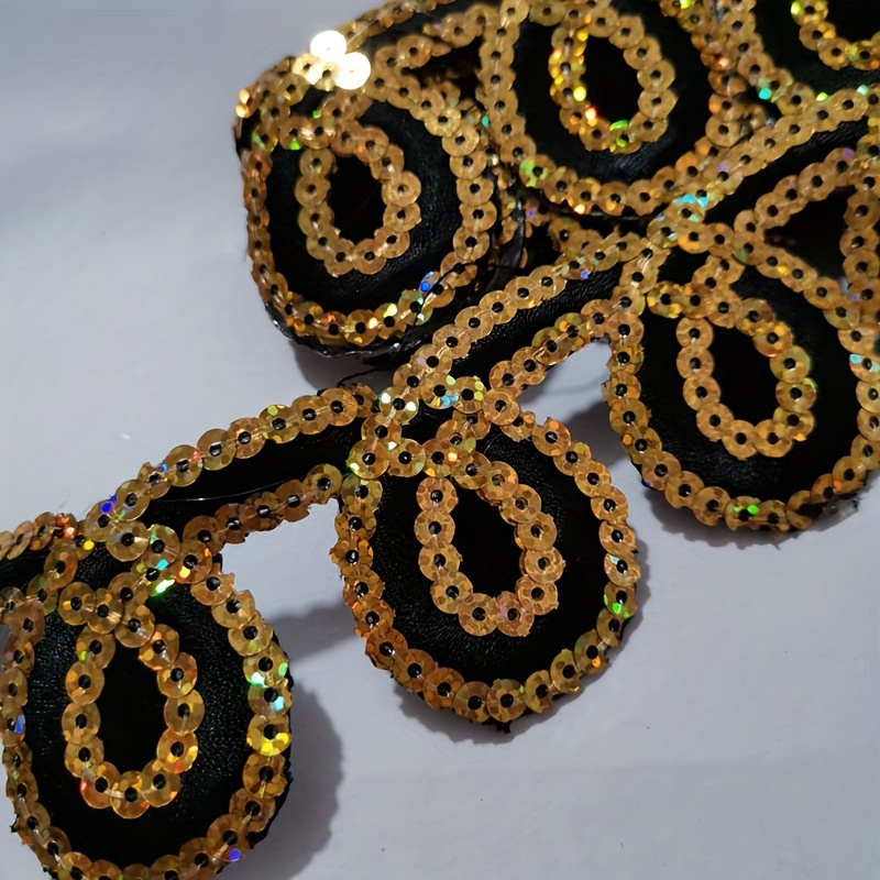 Sparkling Sequin Trim with Golden and Red Beads, Ethnic Style