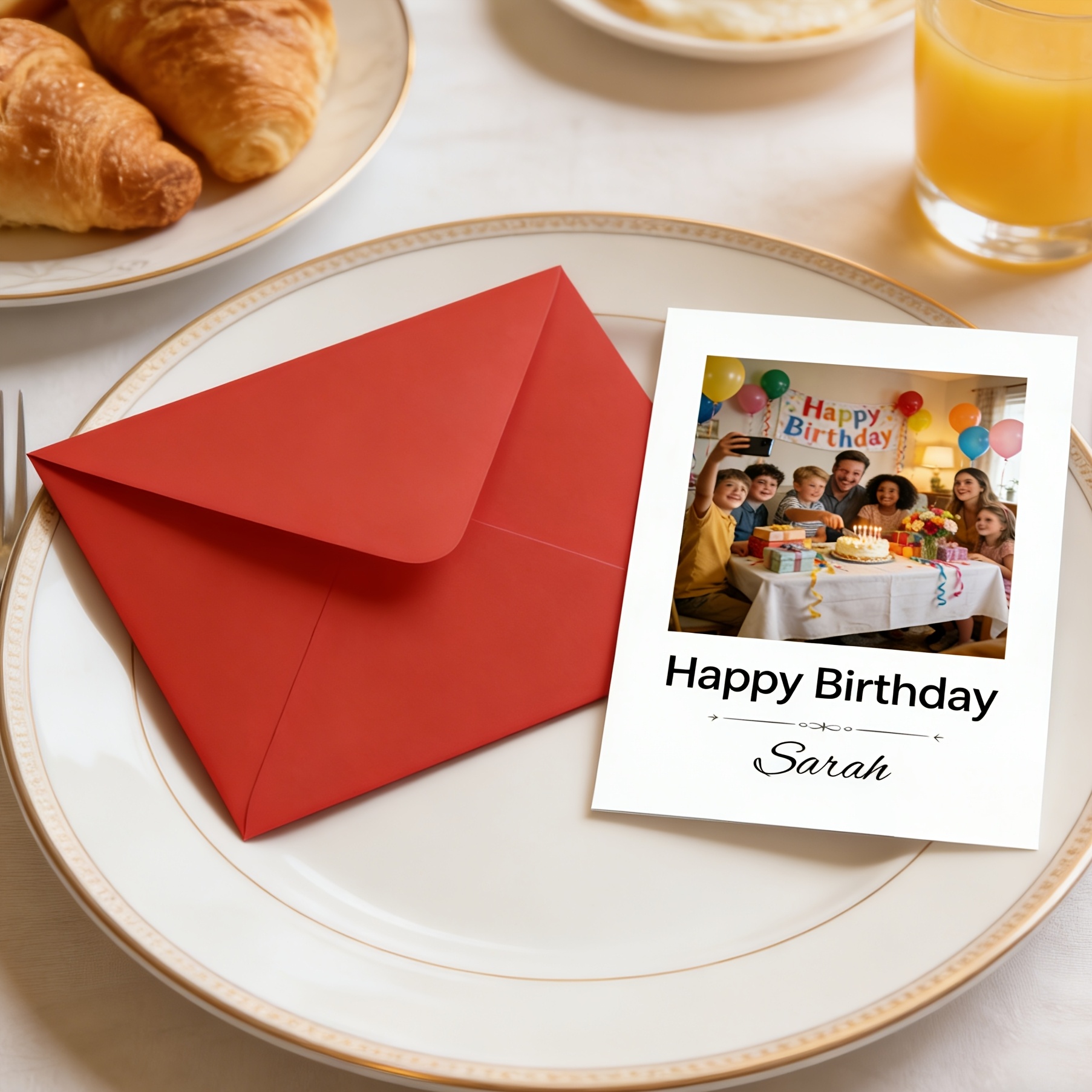 TEMU Personalized Photo And Name Birthday Cards With Red Envelopes - Perfect For Birthdays, Important Anniversaries, Birthday Parties, And