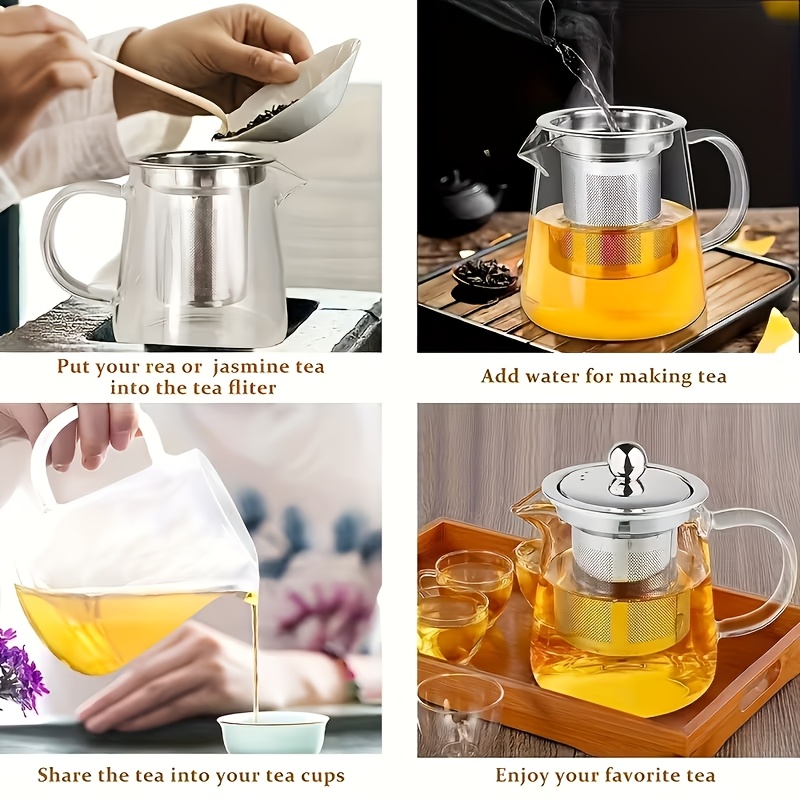 1 tetera de vidrio para bubble tea, separador de té y agua, taza de té resistente a altas temperaturas, juego de té engrosado, uso doméstico, hervidor de agua, tetera individual para preparar té, capacidad seleccionable