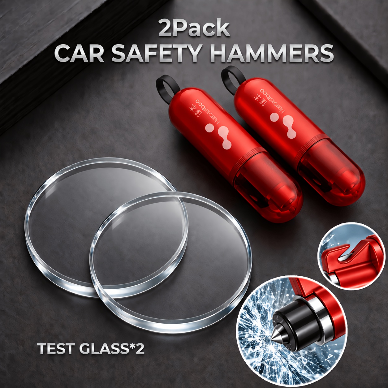 TEMU 2pcs/1pc Car Safety Hammer, Window Breaker And Seatbelt Cutter With Lens Emergency Escape Tool