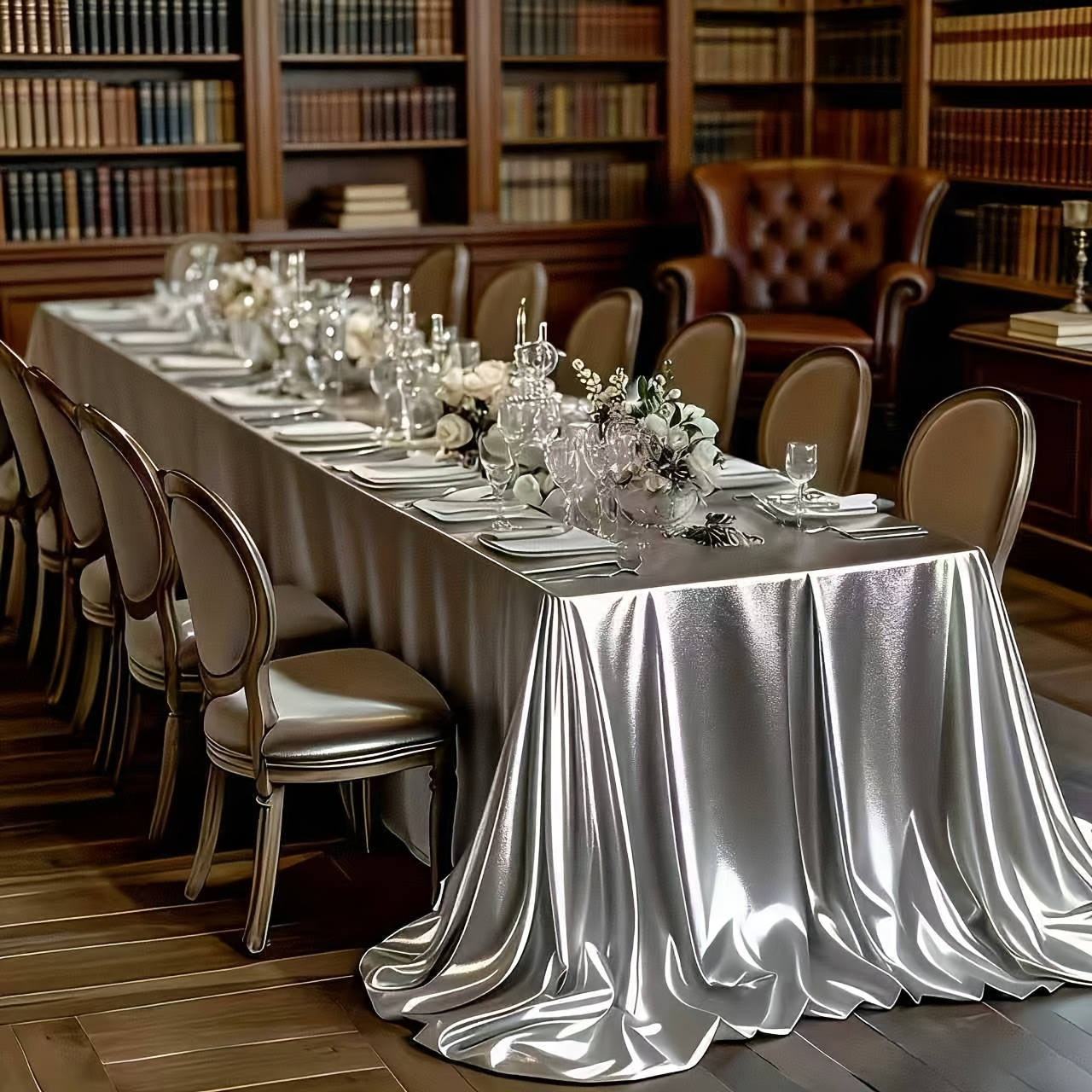 TEMU Una elegante de mesa plateado para fiestas con un , con una decoración de de mesa con velas - para , y ocasiones especiales, Halloween, Navidad,