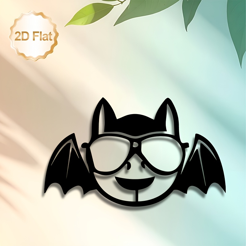 2d flat 2d flat 1pc statue wall decor metal   decor cool bat with fashion glasses ideal for living room bedroom dining room   shop wall decoration 2d flat