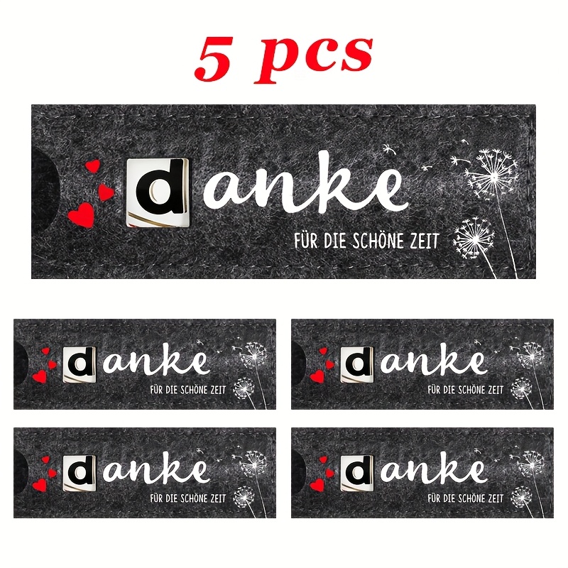 Image of 5/10 Felt Gift Bags, German "danke Für Die Schöne Zeit" Chocolate Bar Shaped Felt Gift Bags, Suitable For Small Thank You Gifts For Colleagues/employees/teachers (chocolate Not Included)