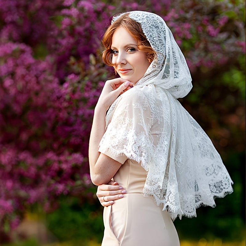 

Elegant Boho- Bridal Veil With Floral Embroidery - Breathable Cotton, Non-stretch, Hand-washable, Weddings & Casual Wear