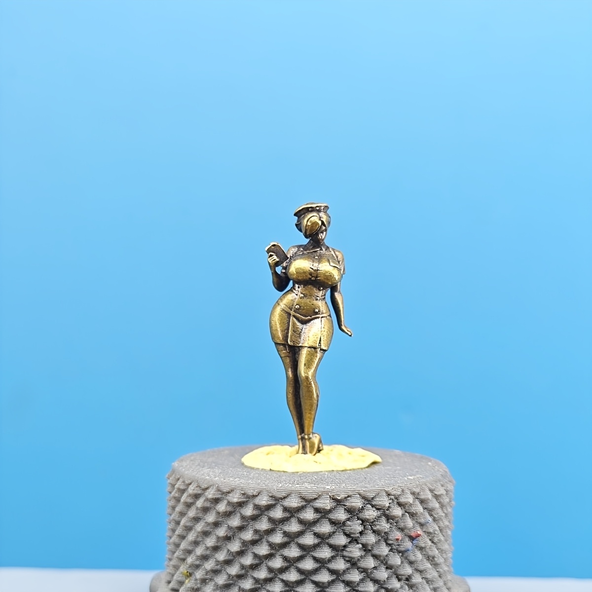 TEMU Brass Micro Nurse Costume Figure Model Sand Table Landscape Figurine, Ice Queen Miniature Statue Collectible, Micro Sand Table Bonsai Accessory,