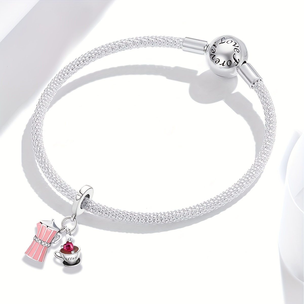 1Pc 925 Silver Plated Leisure Afternoon Tea Charm Pendant