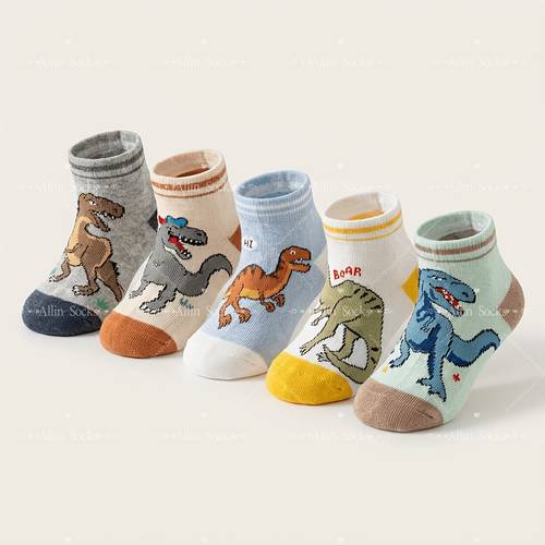 ankle socks 5pairs low cut dinosaur mesh 2 10y light weight back school running sports casual