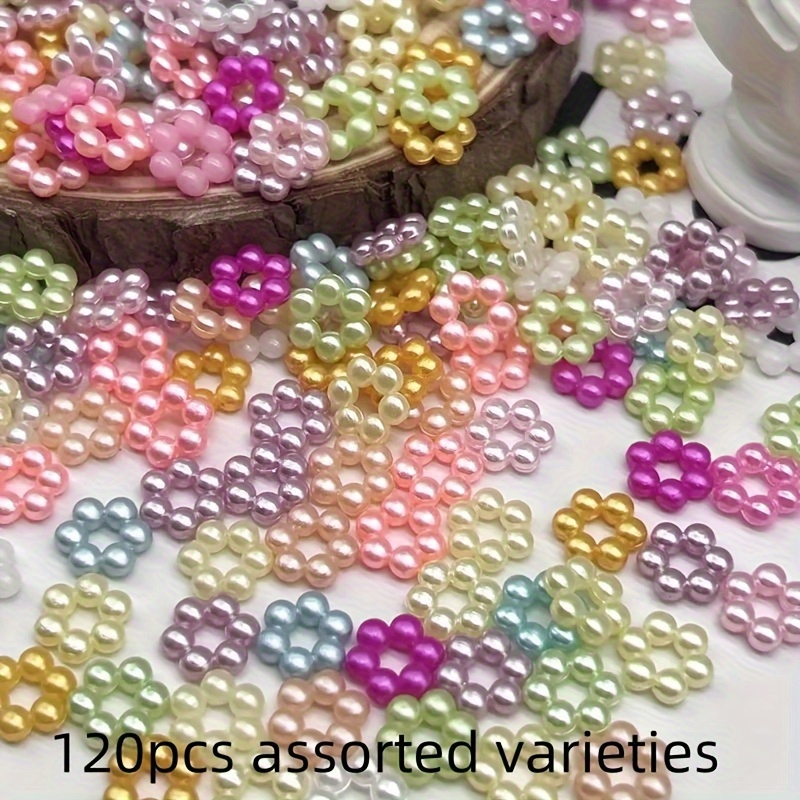 E-shop 120 Stk. zufällig gemischte Farben 9mm Mini-Blumenperlen, gemischte Farben, ideales Zubehör für Halsketten, Armbänder, Schlüsselanhänger,