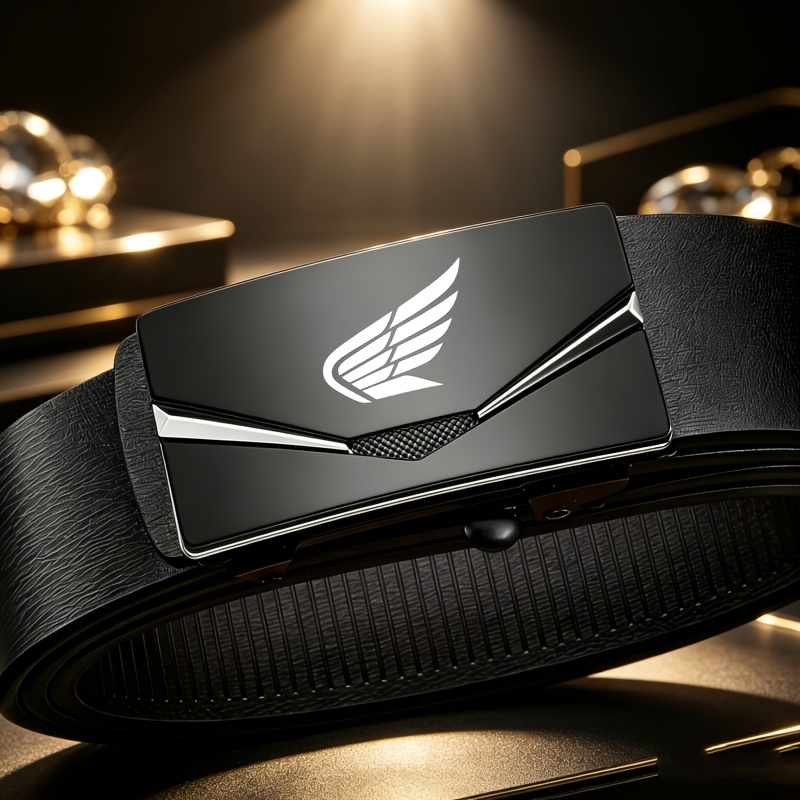 TEMU Motorcycle Men's Belt, Automatic Design, Easy Adjustment, Comfortable And Natural Fit, Suitable For Jeans And Casual Outfits, Ideal For Holiday
