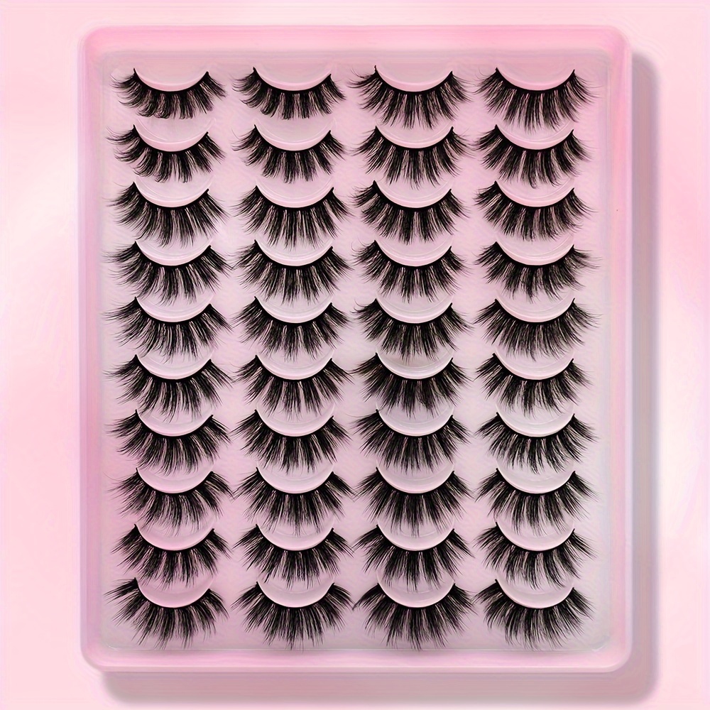 

20 Pairs False Eyelashes Set - Multi-style Fluffy & Thick Eye 3d Mink Lashes, Reusable, C , Mixed Lengths 13-18mm, Natural & Dramatic Look, Handmade - Easy Application For Beginners