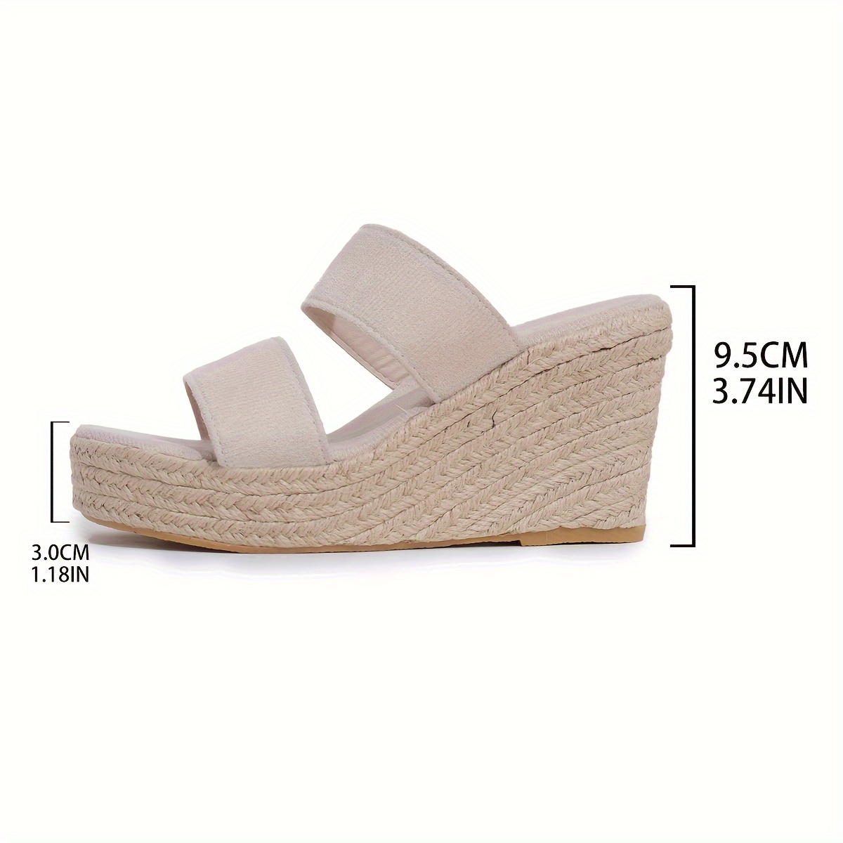Women's Wedge Sandals, Elegant Fashion Thick Sole Two-Strap Slippers with  Comfortable in Solid Colors for Plus Size Ladies