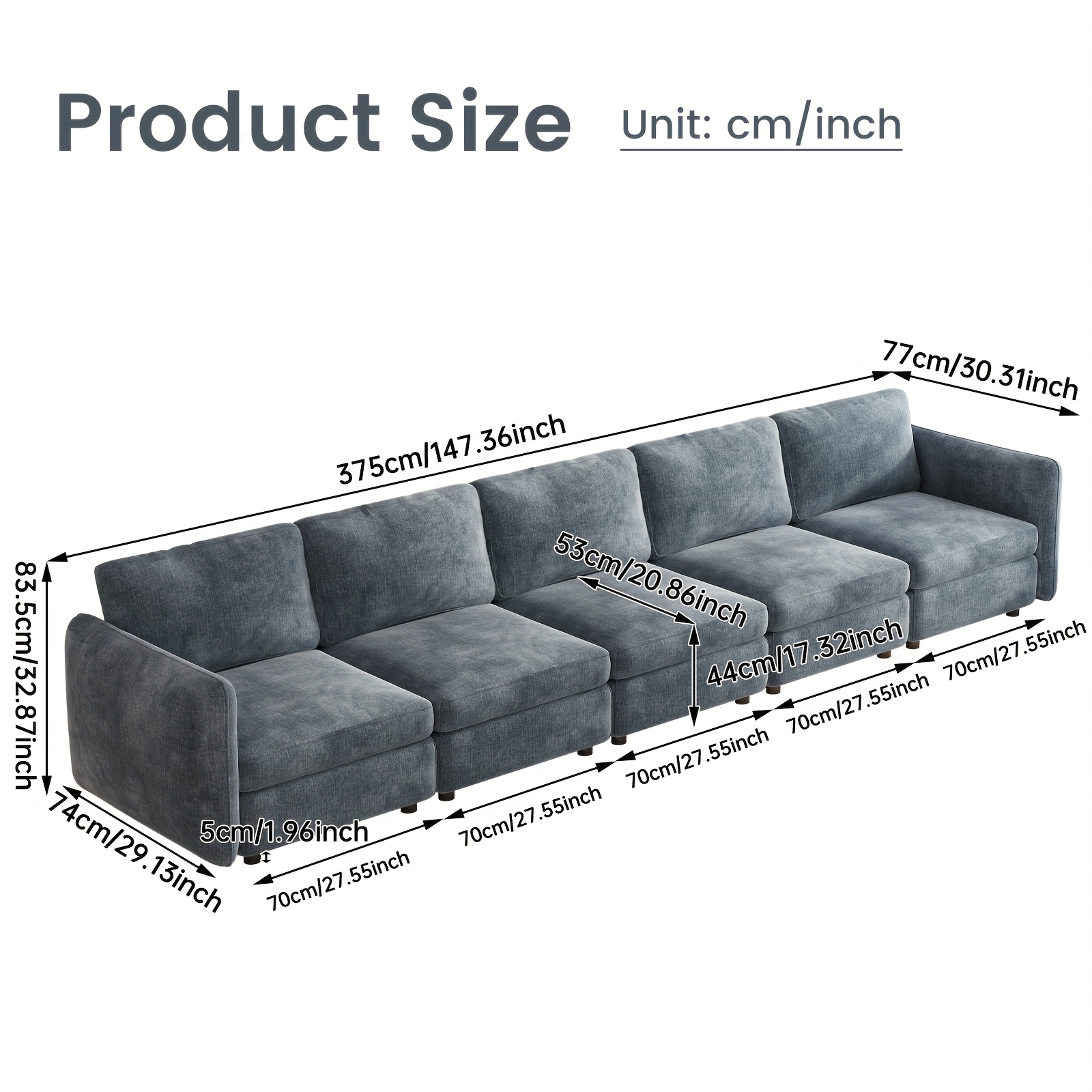 Modern Modular Sectional Sofa, Oversized Multi Seat Combination Couch For Living Room, Split Convertible Long Sofa With Storage, Multifunctional Family Lounge Sofa, L Shaped Sofa , Easy Assembly