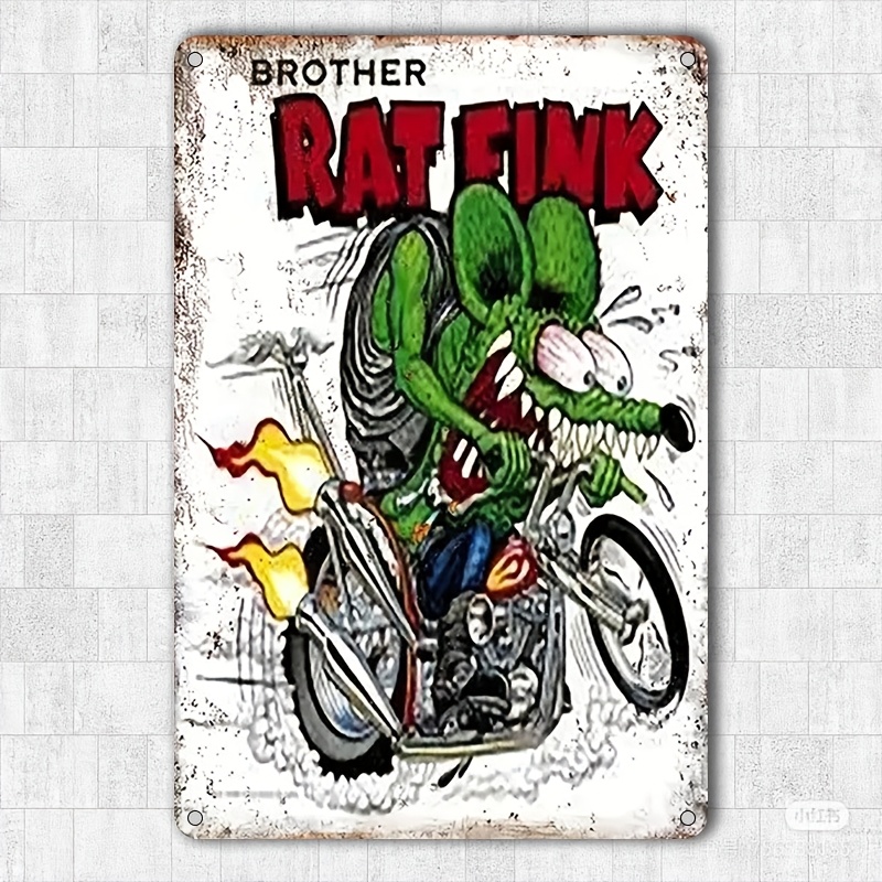 Vintage Brother Rat Fink Motorcycle Art Tin Metal Signs Home Décor