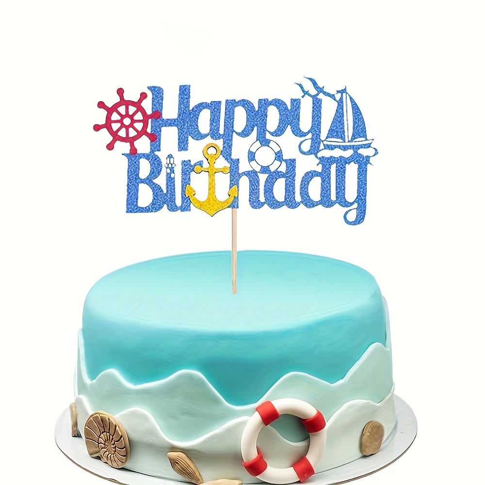 1pc Nautical Cake Topper Ship Lighthouse Cake Toppers Anchor Cake Decorations For Nautical Theme Party Birthday Party Summer Cake Decoration Supplies