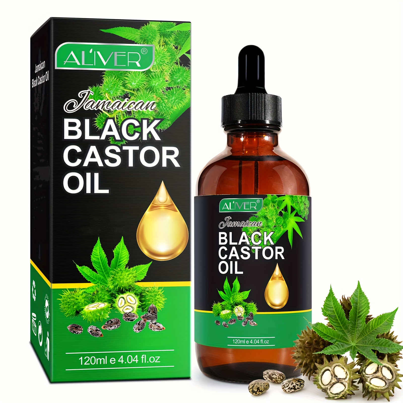TEMU Aliver 2counts 8.08fl.oz (240ml) Black Castor Oil, Newly Upgraded Large Capacity And Lasting, Essential Oil For Skin Care, Hair Care And Body,