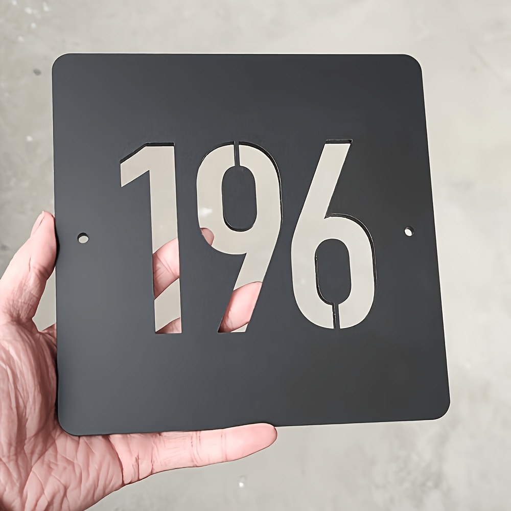 TEMU Plaque d'adresse personnalisée en acrylique noir dépoli - Ronde ou carrée, facile à installer, compatible avec éclairage DIY pour