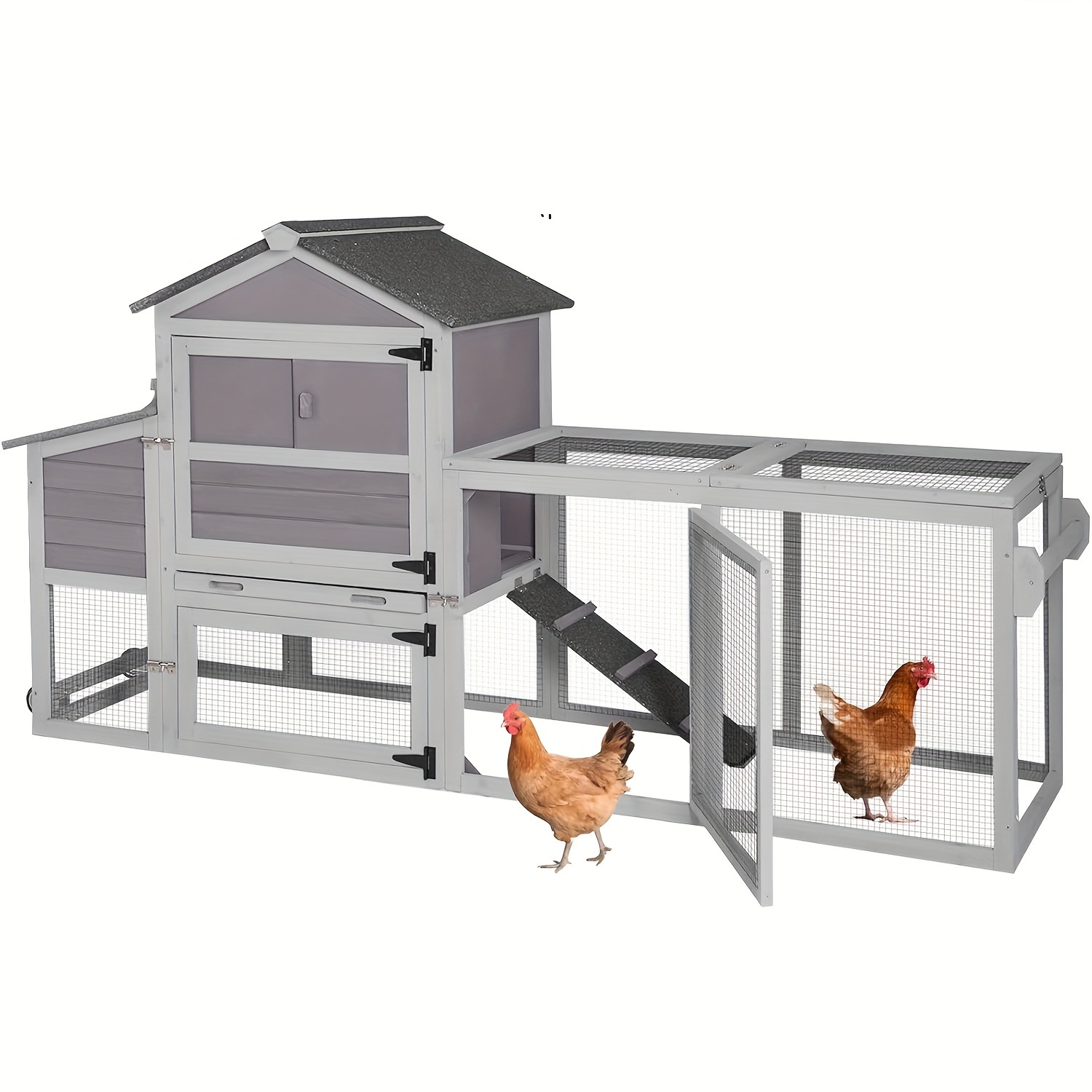 

Aivituvin Chicken Coop Expandable Mobile Chicken House For Outdoor With Wheels, Nesting Box, Leakproof Pull-on Tray And Uv-resistant Roof Panel