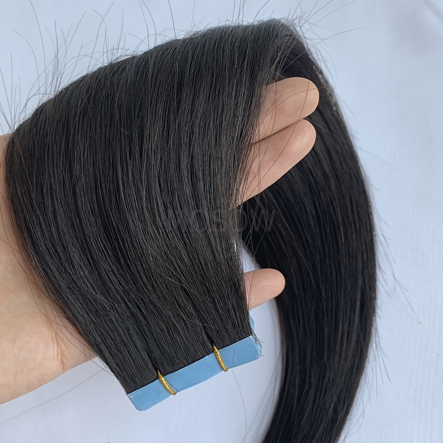 Image of Hair Extensions Human Hair 20pcs Tape-ins For Women Straight Seamless Skin Weft Hair