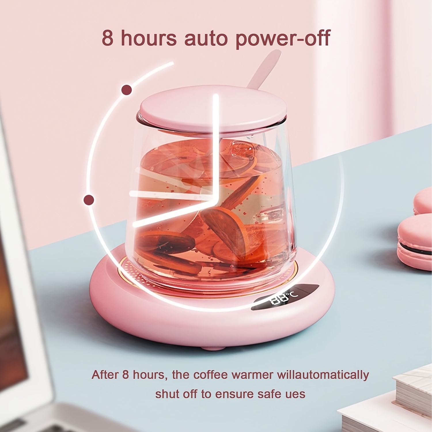 Suitable for coffee cup warmer with temperature display, 2-12 hours auto shut-off, smart candle warmer - ideal coffee gift accessory to keep beverages warm