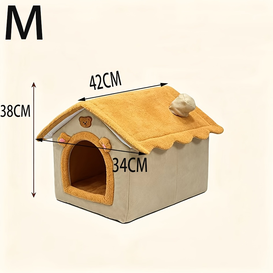 TEMU Detachable Teddy Bear Style Pet House, Warm And Soft Plush Cat Cave, Winter Indoor Sleeping Nest Suitable For Small Dogs And Cats, Usable All