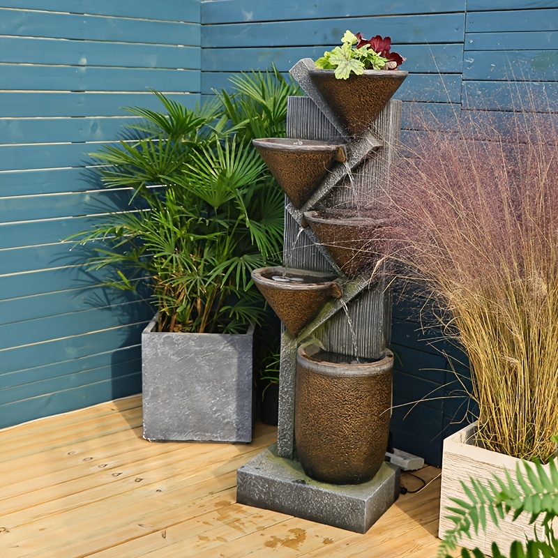 1pc Large 49.6-Inch Tiered Bowl And Light Outdoor Water Feature Fountain, Creates A Tranquil Oasis for Outdoor Living Spaces, Suitable for And Landscapes, Patios, Balconies, Lawns.