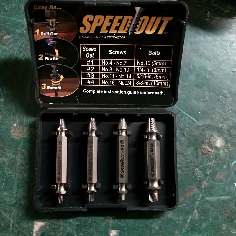 4pcs Effortlessly Remove Broken Screws with Steel Speed Out Extractor Drill Bit Set