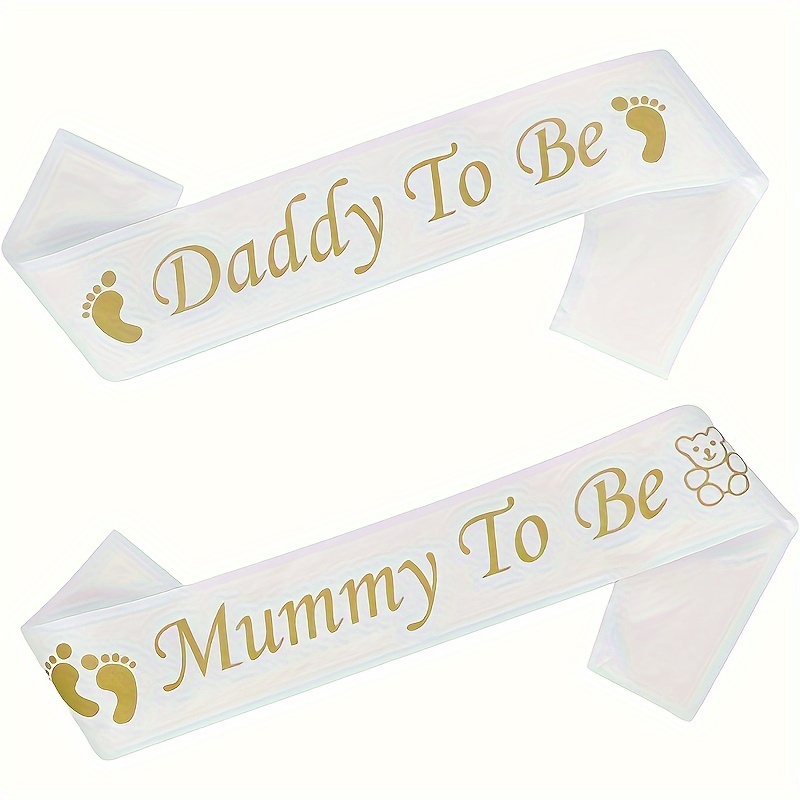 

2pcs/pack Mom & Dad Belt For Baby Shower Decoration, Suitable For Mom