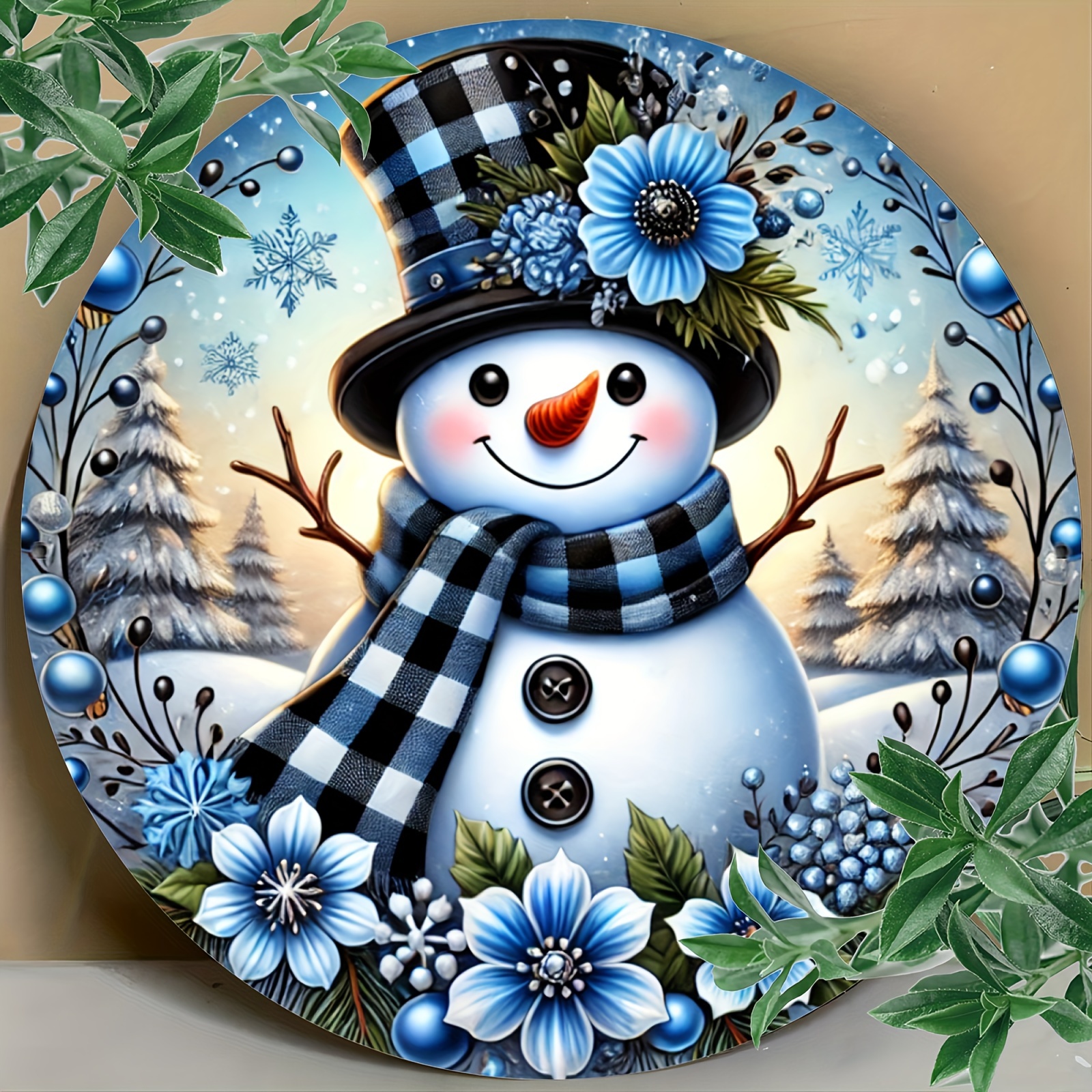 

Festive Snowman Metal Sign: Perfect For Coffee Shops, Bars, Front Doors, And Home Decor - 8 X 8 Inches - Aluminum Material