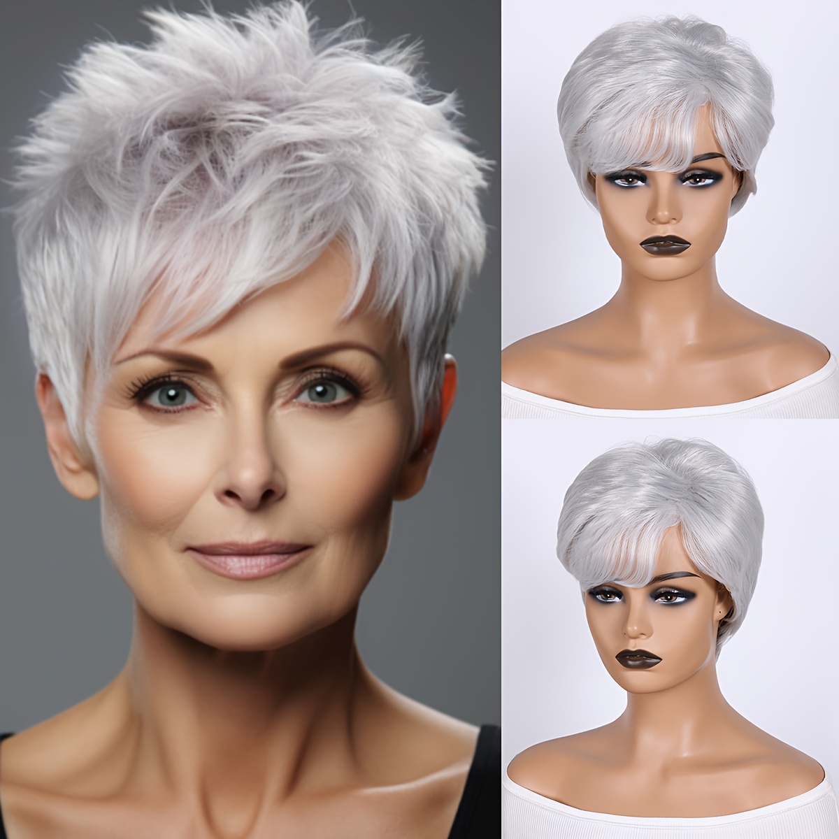 

8 Inch Pixie Cut Wig For Women, Heat Resistant Fiber, Basic Straight Hair, Female Short Style, Rose Net Cap, Everyday And Party Wear High-temperature Synthetic Wig